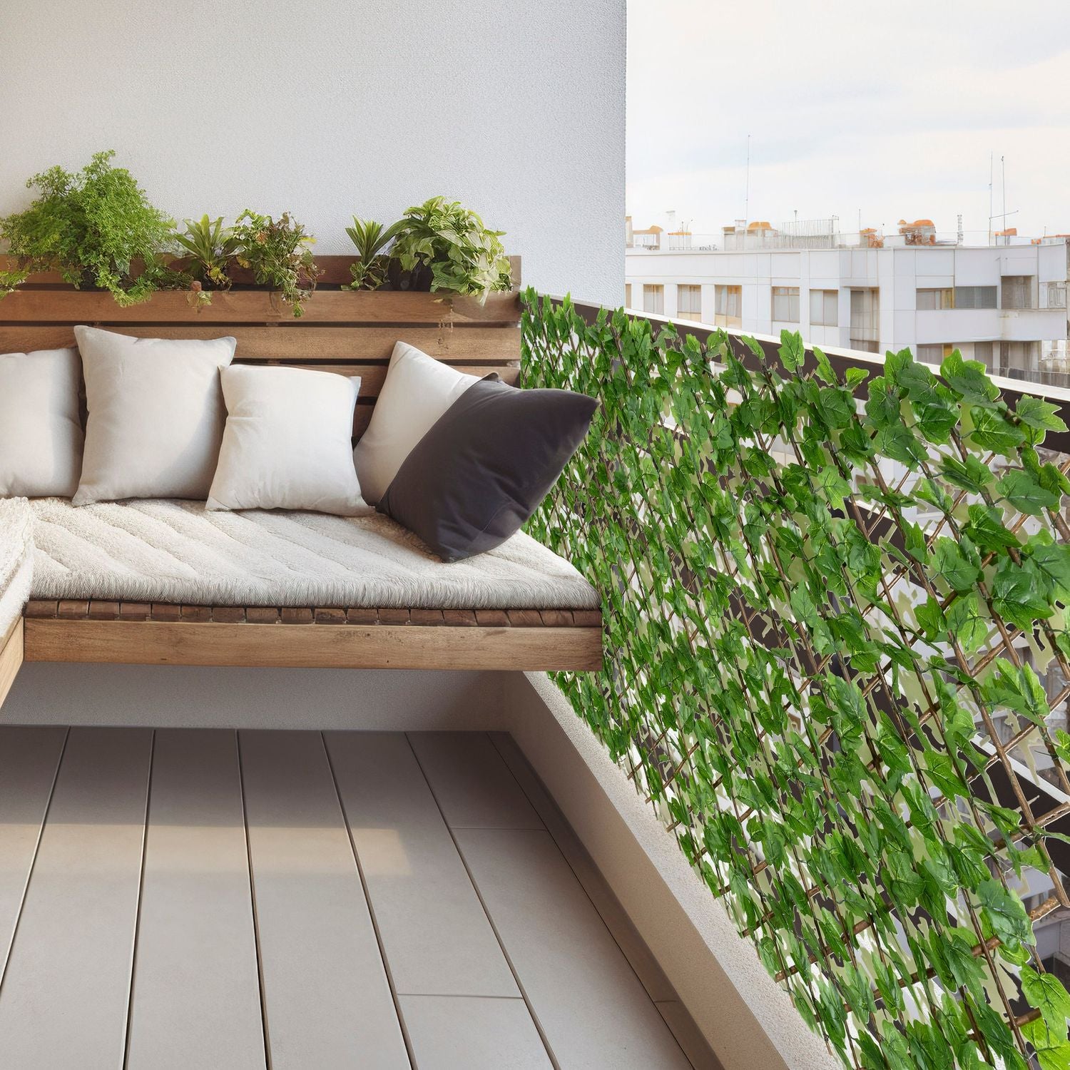 VESTIAMO CASA GIARDINO - Siepe Artificiale con foglie di Edera - Estensibile da h90x180 cm fino a max h58x232 cm
